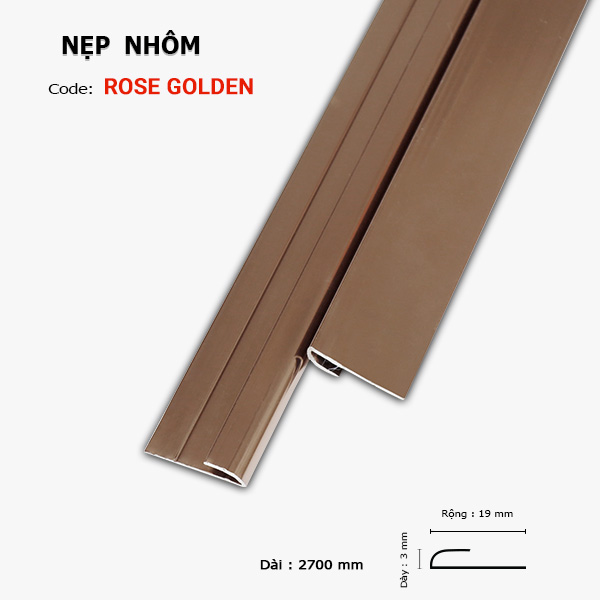 Nẹp Nhôm PC-1 Rose Gold-3mm