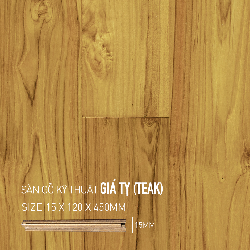 Sàn Gỗ Giá Tỵ - Teak Engineered 120x450mm