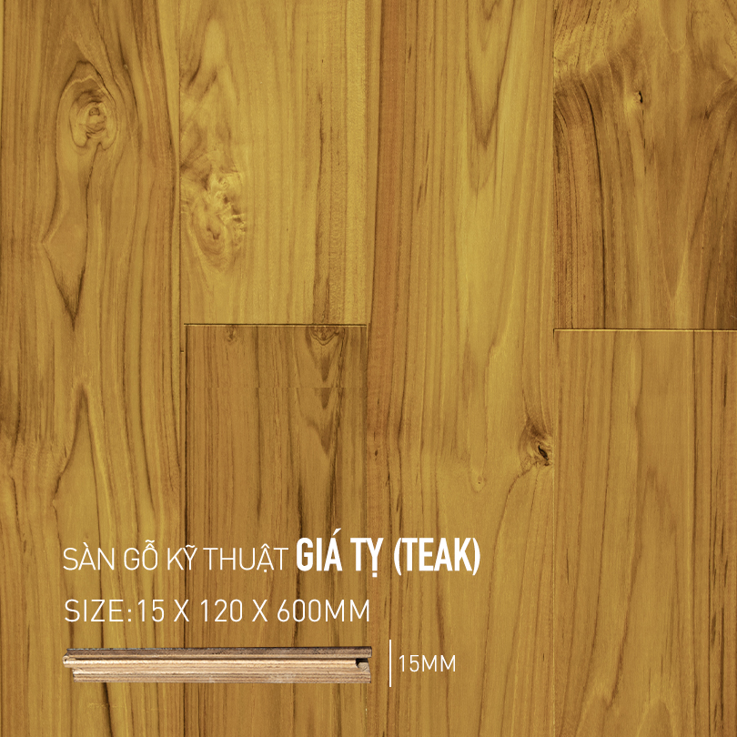 Sàn Gỗ Giá Tỵ - Teak Engineered 120x600mm