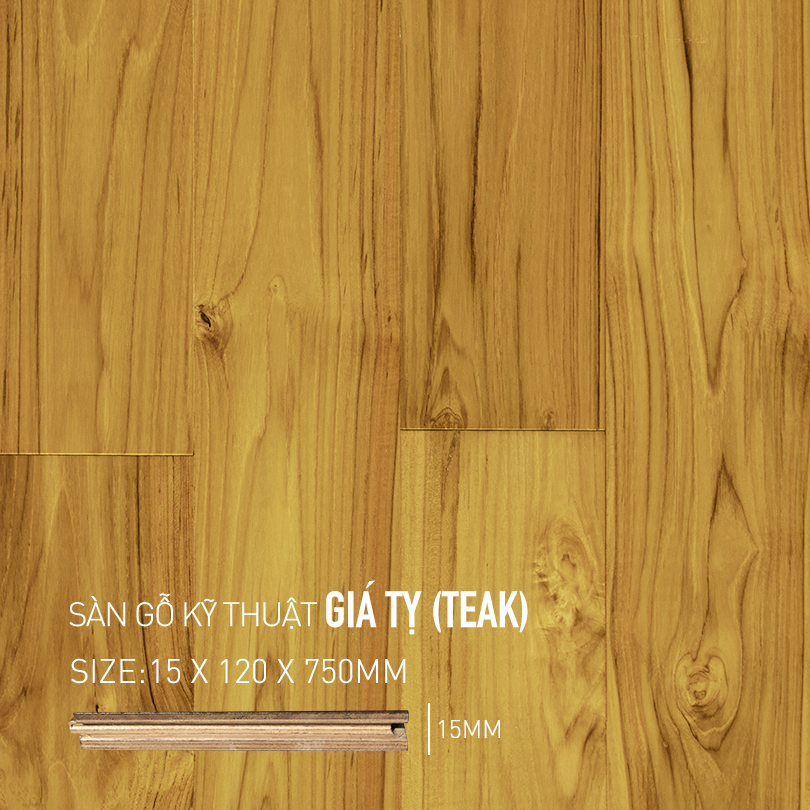 Sàn Gỗ Giá Tỵ - Teak Engineered 120x750mm