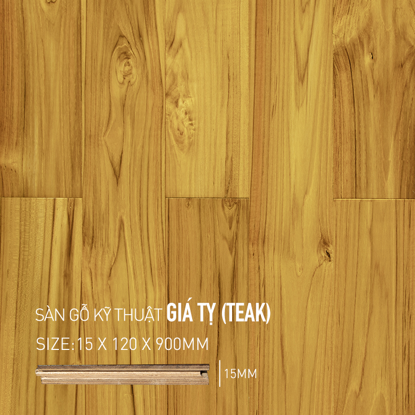 Sàn Gỗ Giá Tỵ - Teak Engineered 120x900mm