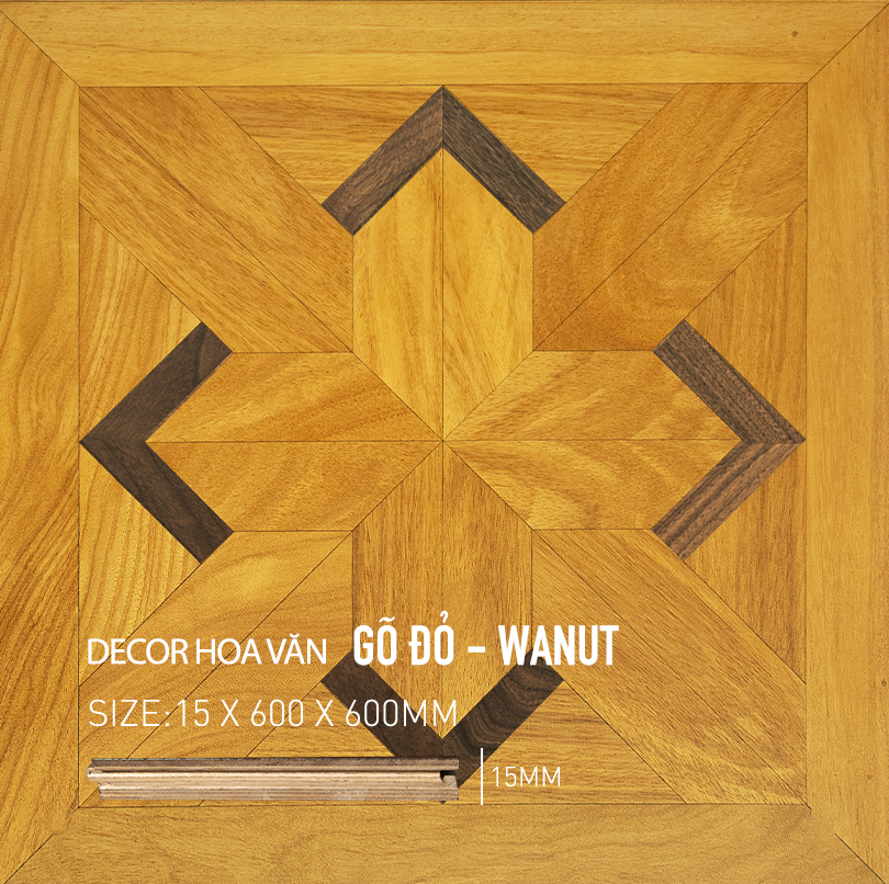 Sàn Gỗ Hoa Văn Gõ Đỏ - Walnut 600x600mm