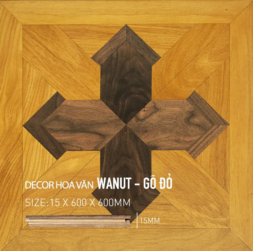 Sàn Gỗ Hoa Văn Walnut- Gõ Đỏ 600x600mm