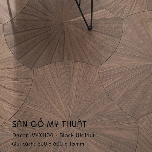 Sàn Gỗ Mỹ Thuật Walnut - VYXH04 Kiểu Lá Sen