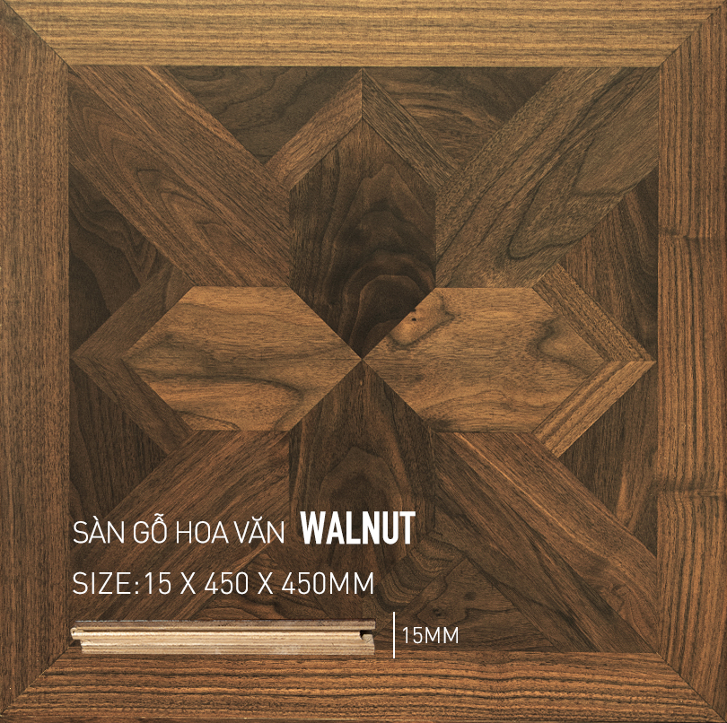 Sàn Gỗ Mỹ Thuật Walnut 450x450mm