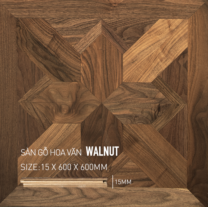 Sàn Gỗ Mỹ Thuật Walnut 600x600mm