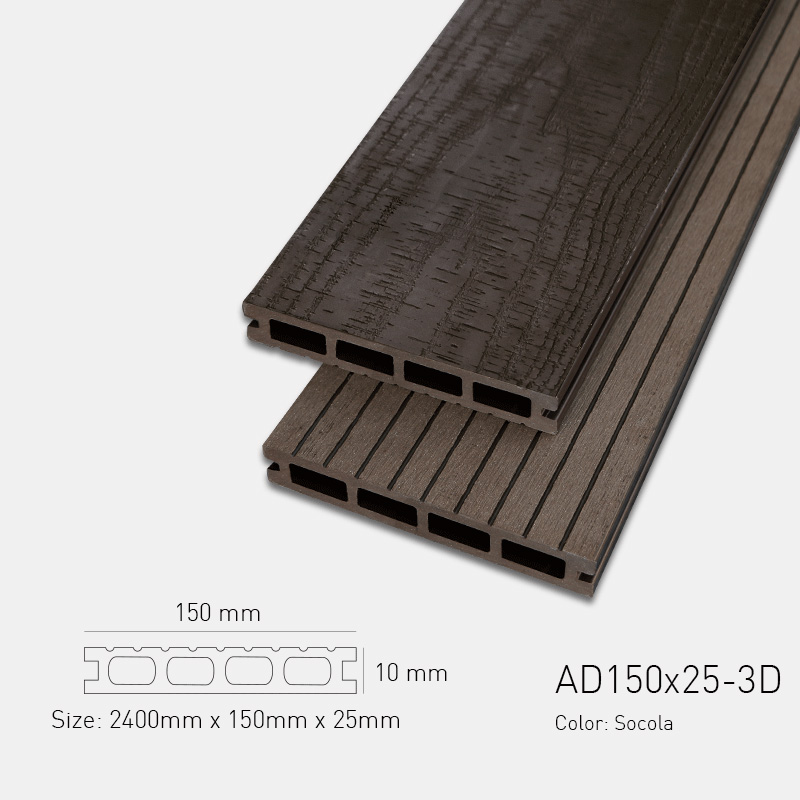 Sàn Gỗ Nhựa Ngoài Trời AWood AD150x25-3D Socola