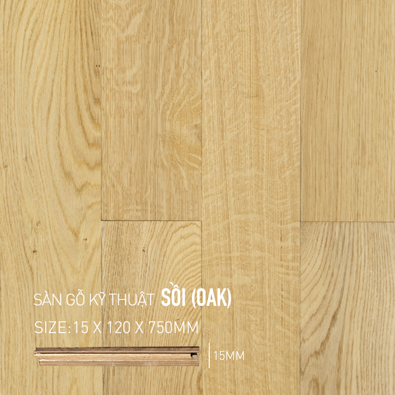 Sàn Gỗ Sồi Engineered 120x750mm