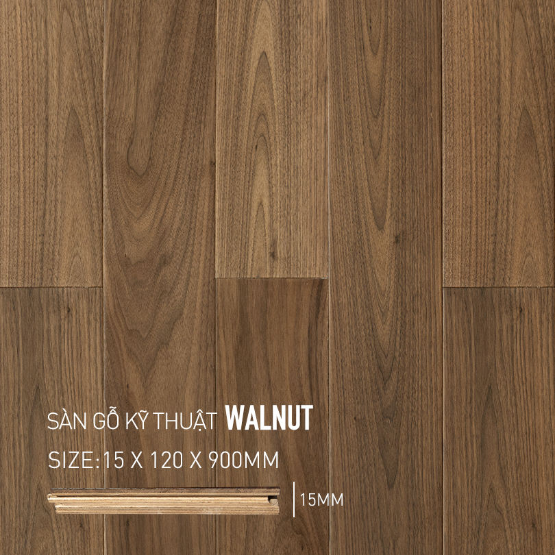 Sàn Gỗ Walnut Engineered 120x900mm