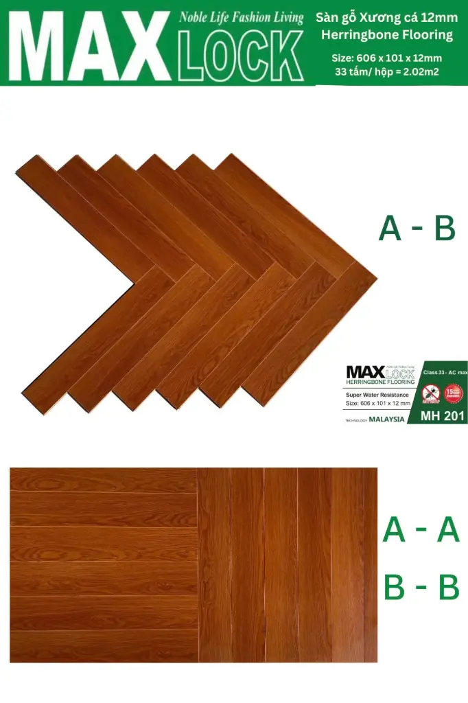Sàn Gỗ Xương Cá Maxlock MH 201