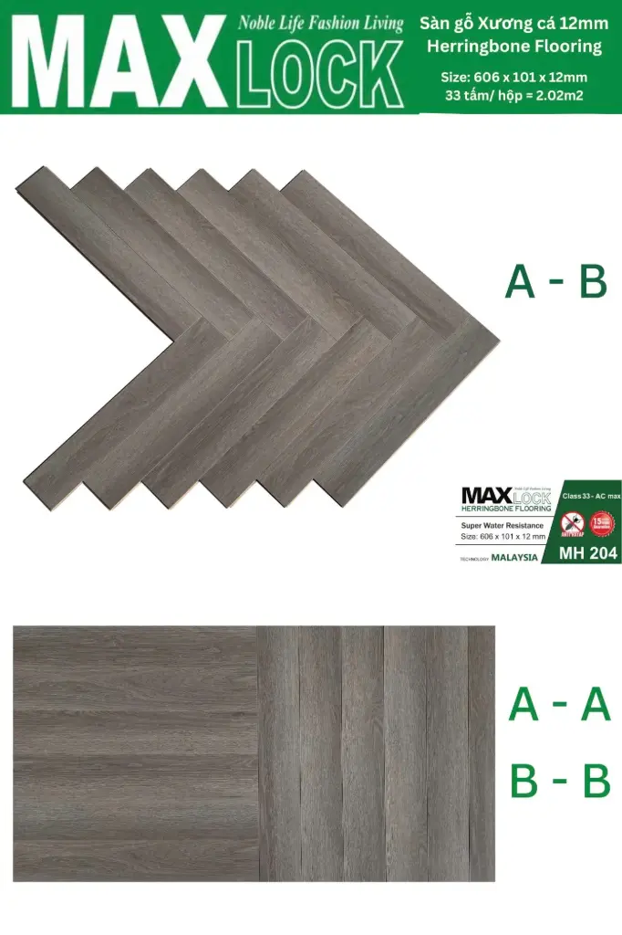 Sàn Gỗ MaxLock Xương Cá MH 204