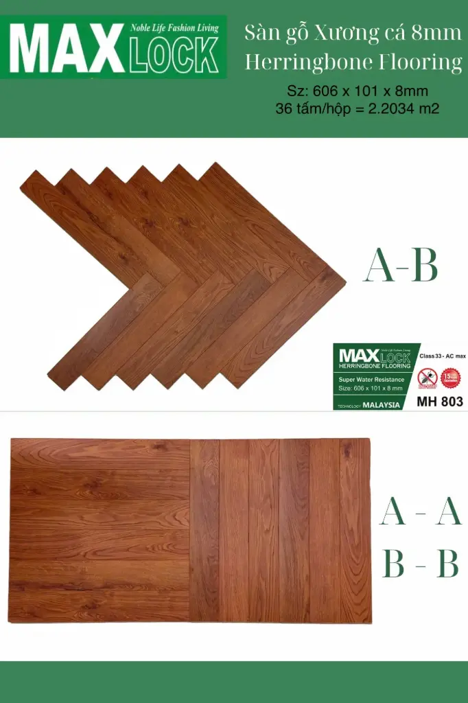 Sàn Gỗ MaxLock Xương Cá MH 803