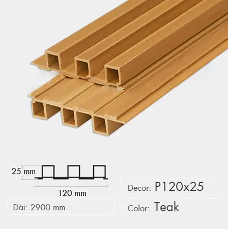 Tấm Ốp 3K WPC Decor P120x25 Teak