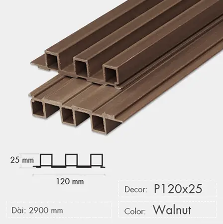 Tấm Ốp 3K WPC Decor P120x25 Walnut