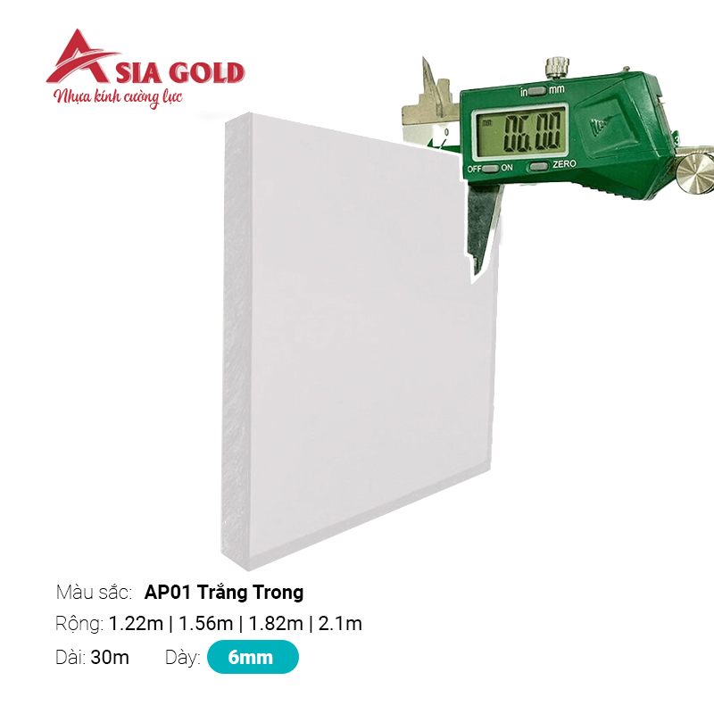 Nhựa Kính Cường Lực Asia Gold AP01 Trắng Trong 6mm