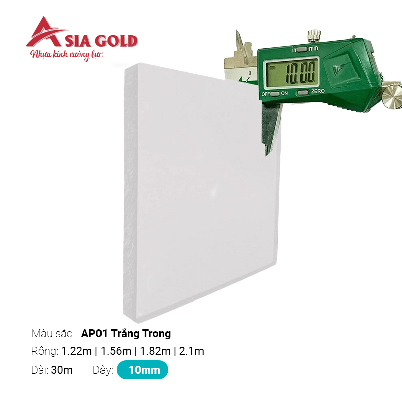 Nhựa Kính Cường Lực Asia Gold AP01 Trắng Trong 10mm
