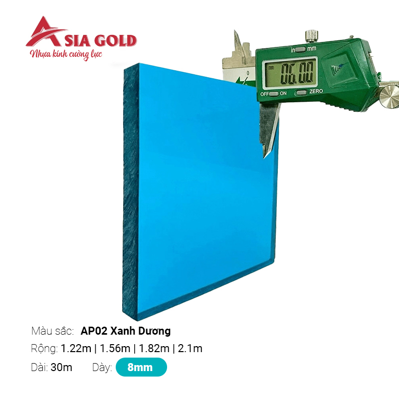 Nhựa Kính Cường Lực Asia Gold AP02 Xanh Dương 8mm