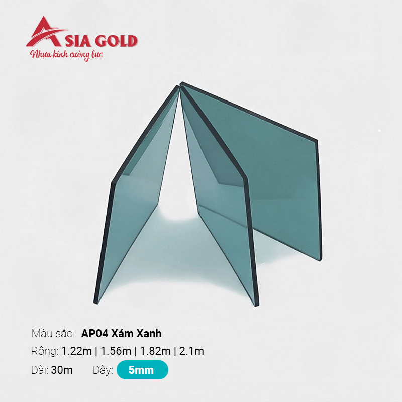 Nhựa Kính Cường Lực Asia Gold AP04 Xám Xanh 5mm
