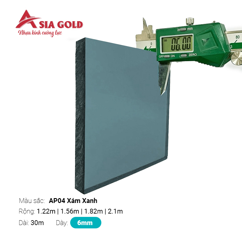 Nhựa Kính Cường Lực Asia Gold AP04 Xám Xanh 6mm