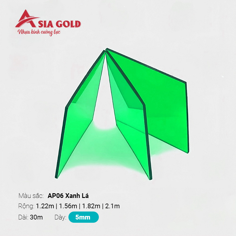 Nhựa Kính Cường Lực Asia Gold AP06 Xanh Lá 5mm