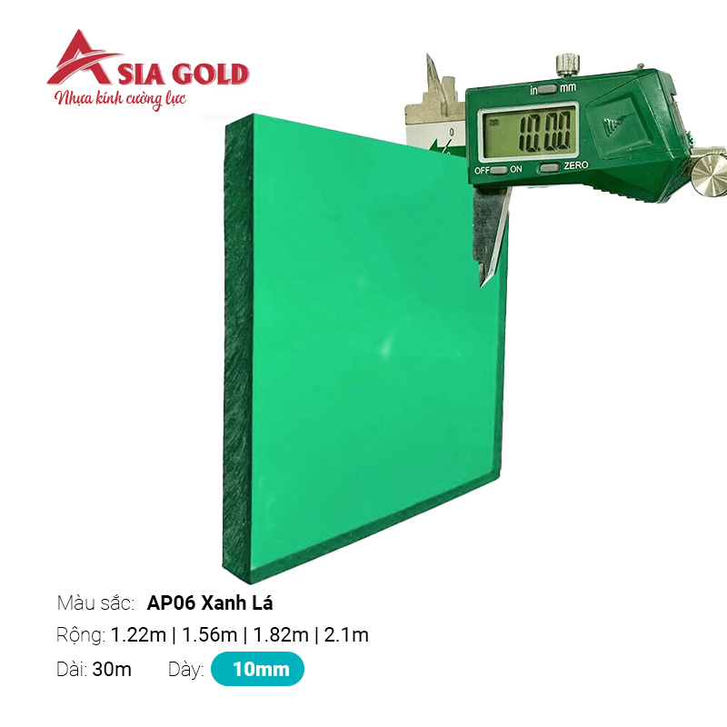 Nhựa Kính Cường Lực Asia Gold AP06 Xanh Lá 10mm