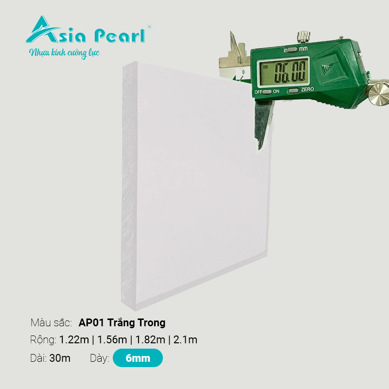 Nhựa Kính Cường Lực Asia Pearl AP01 Trắng Trong 6mm