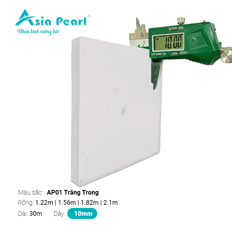 Nhựa Kính Cường Lực Asia Pearl AP01 Trắng Trong 10mm