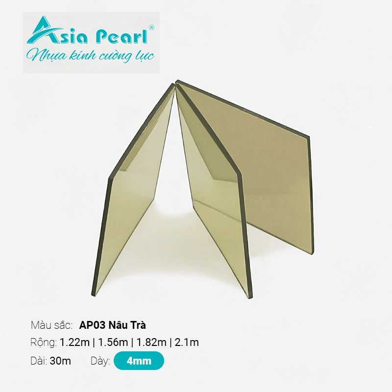 Nhựa Kính Cường Lực Asia Pearl AP03 Nâu Trà 4mnm