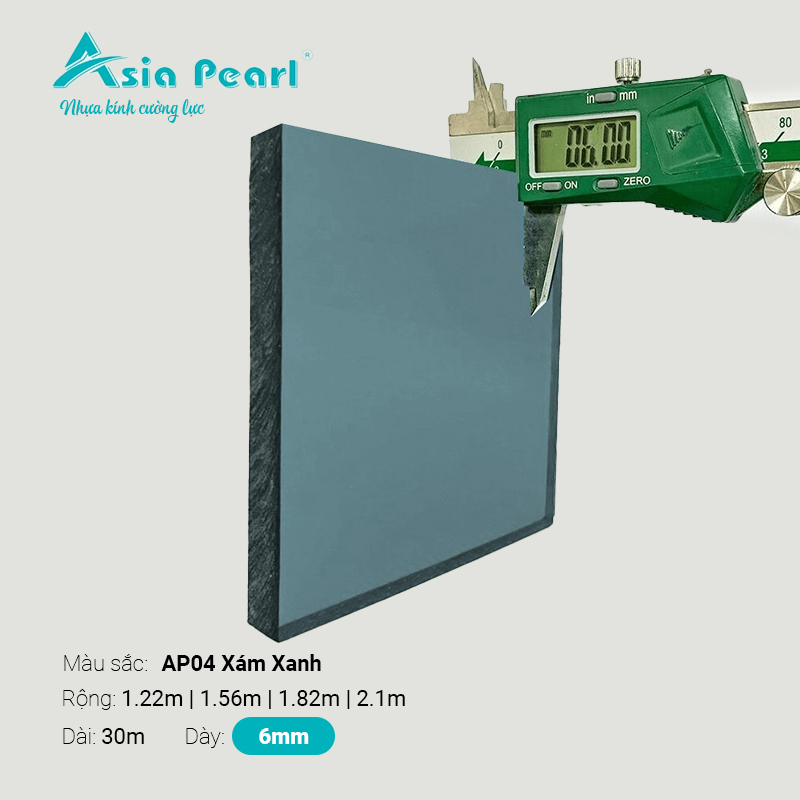 Nhựa Kính Cường Lực Asia Pearl AP04 Xám Xanh 6mm