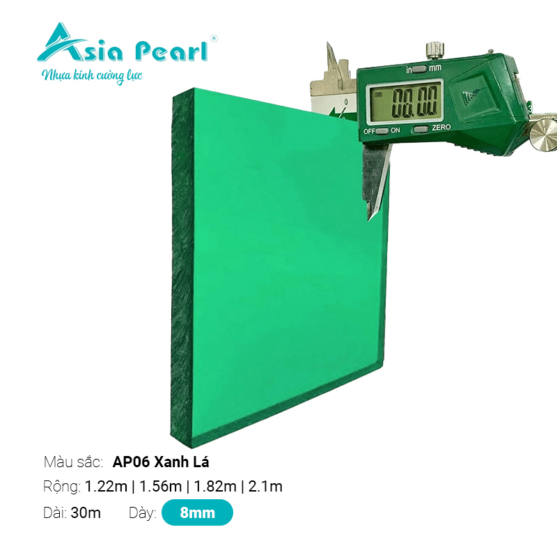 Nhựa Kính Cường Lực Asia Pearl AP06 Xanh Lá 8mm