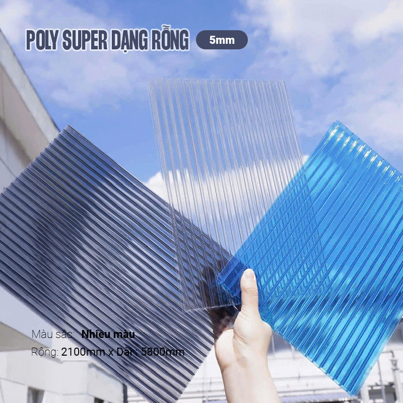 Tấm Poly Rỗng Nhiều Màu 5mm