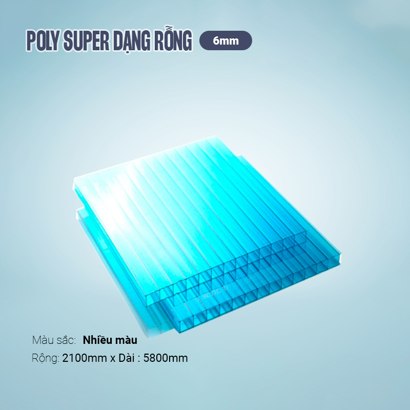 Tấm Poly Rỗng Nhiều Màu 6mm