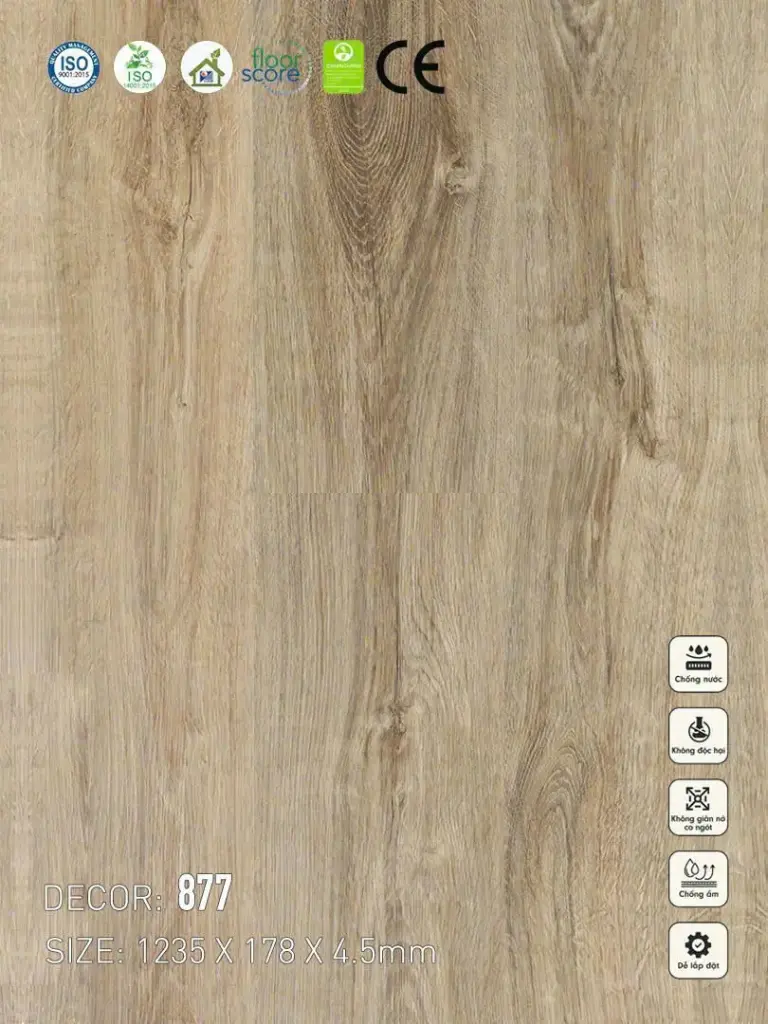 Sàn Nhựa Vina SPC 4,5mm 877