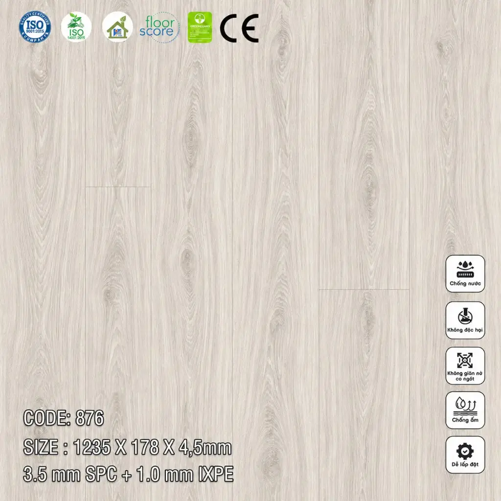 Sàn Nhựa VinapoLy 4,5mm 876