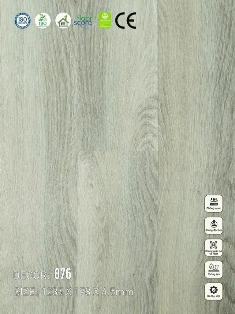 Sàn Nhựa Vina SPC 4,5mm 876