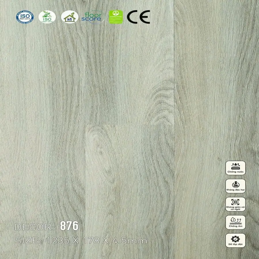 Sàn Nhựa Vina SPC 4,5mm 876