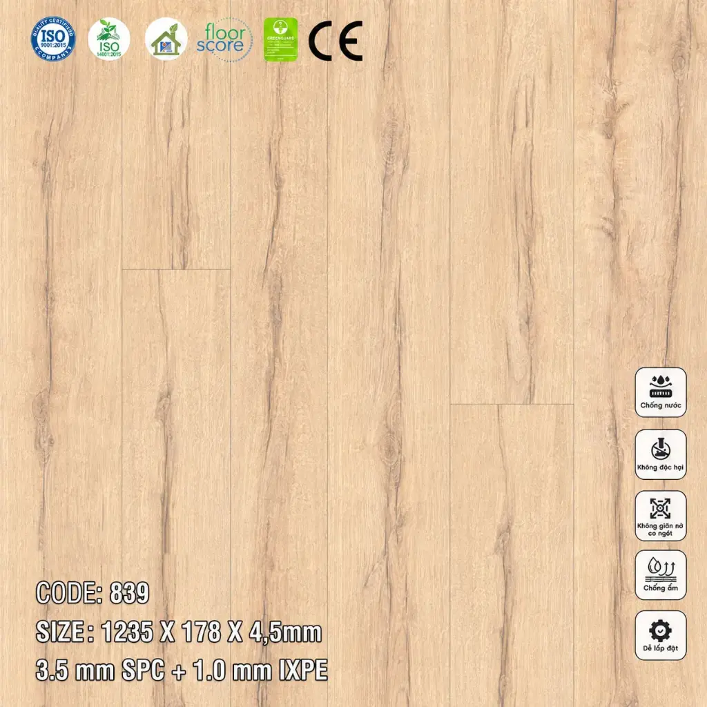 Sàn Nhựa VinapoLy 4,5mm 839