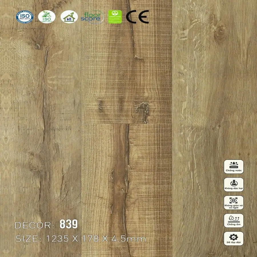 Sàn Nhựa Vina SPC 4,5mm 839