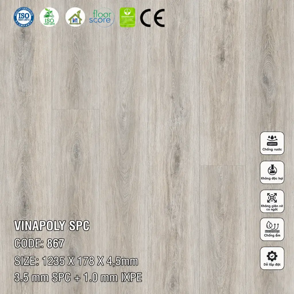 Sàn Nhựa VinapoLy 4,5mm 867