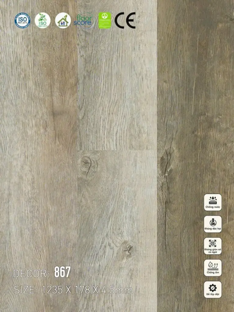 Sàn Nhựa Vina SPC 4,5mm 867