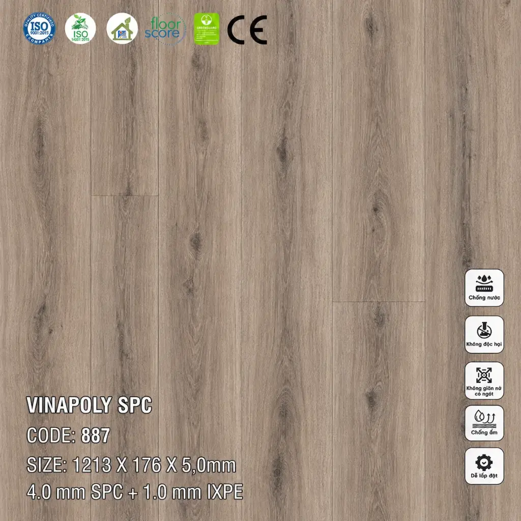 Sàn Nhựa VinapoLy 5,0mm 887