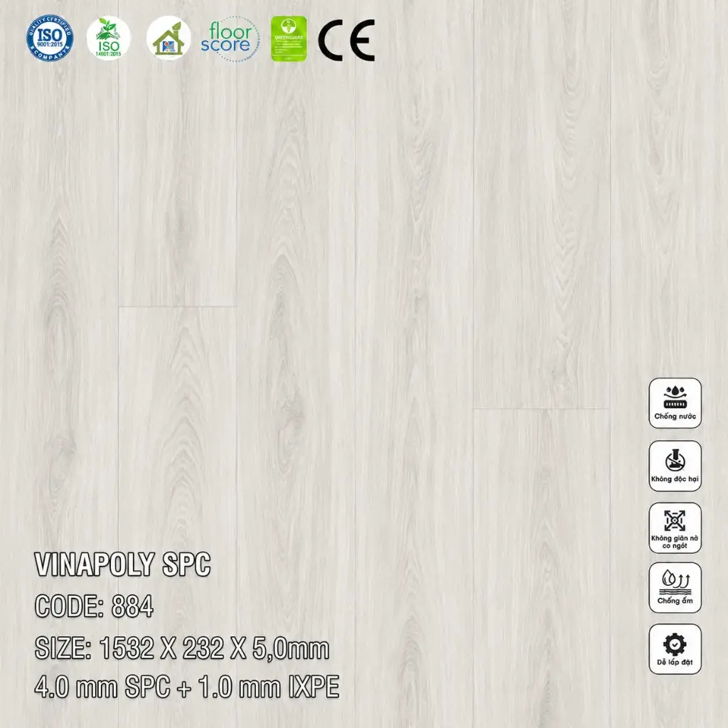 Sàn Nhựa VinapoLy 5,0mm 884