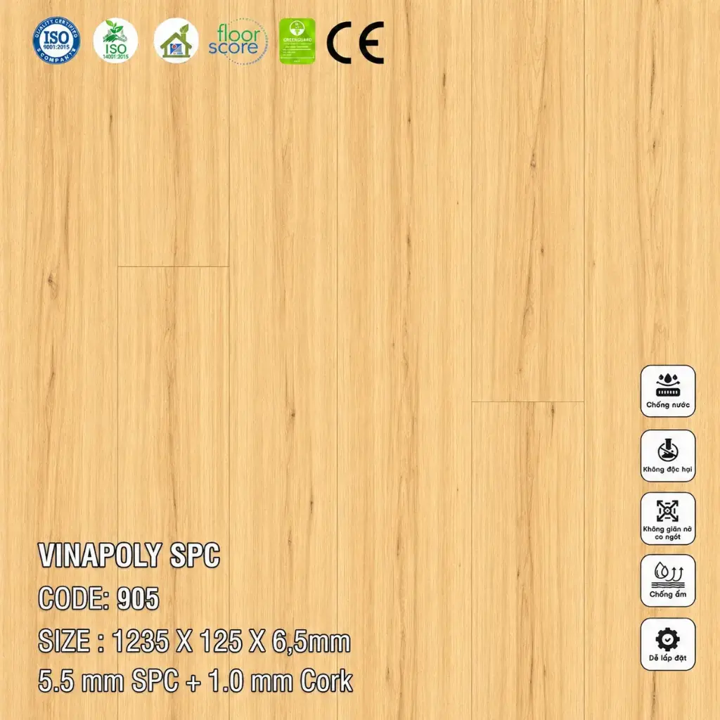 Sàn Nhựa Vina SPC 6,5mm 905