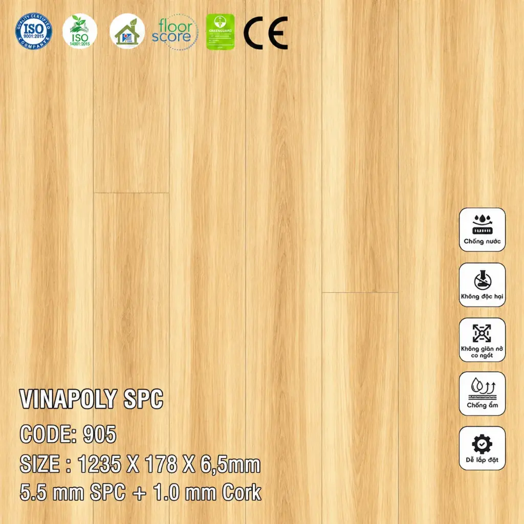 Sàn Nhựa Vina SPC 6,5mm 905 