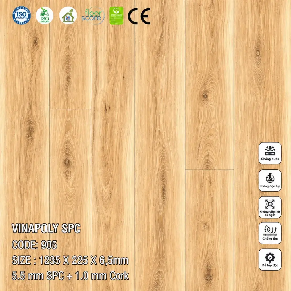 Sàn Nhựa Vina SPC 6,5mm 905
