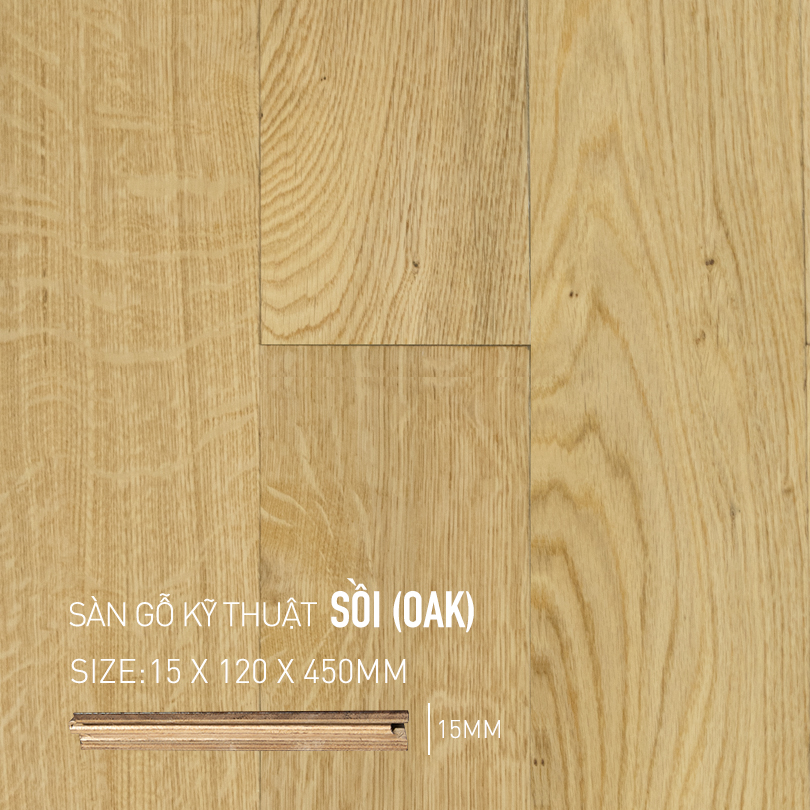 Sàn gỗ Sồi Engineered 120x450mm