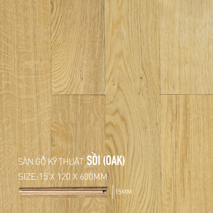 Sàn gỗ Sồi Engineered 120x600mm