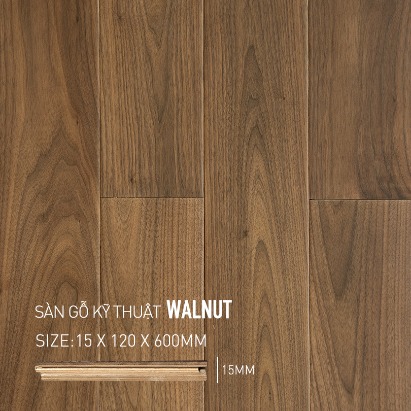 Sàn gỗ Walnut Engineered 120x600mm
