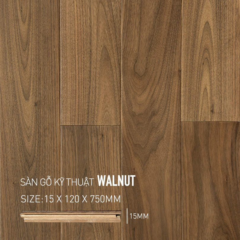 Sàn gỗ Walnut Engineered 120x750mm