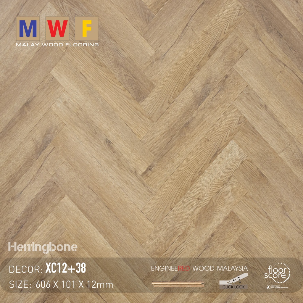 Sàn gỗ xương cá MalayWood XC12+38